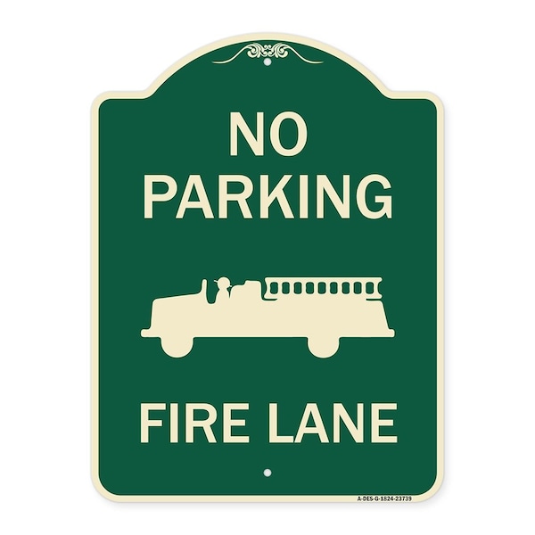 Signmission No Parking Fire Lane Fire TruckHeavy-Gauge Aluminum Architectural Sign, 24" x 18", G-1824-23739 A-DES-G-1824-23739 - main